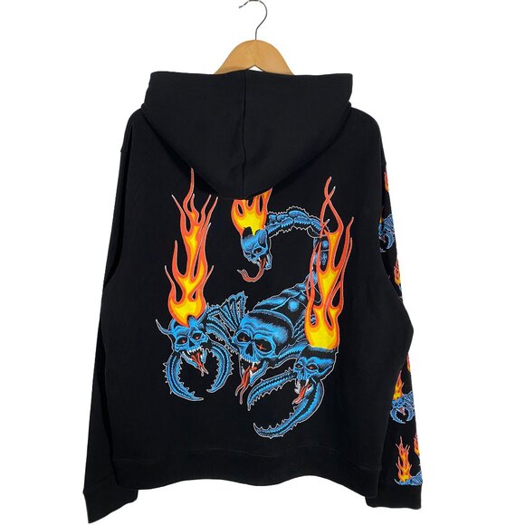 AllSaints French Terry Scorpion Fire Pullover Hoodie Black men's size Medium - Picture 2 of 6